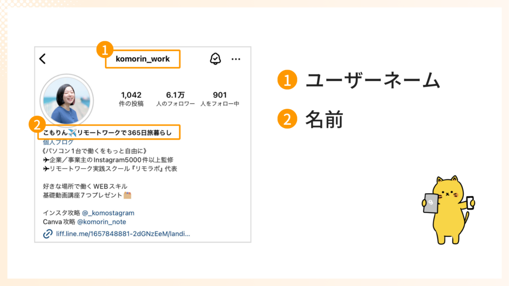 ユーザーネームと名前のポイント