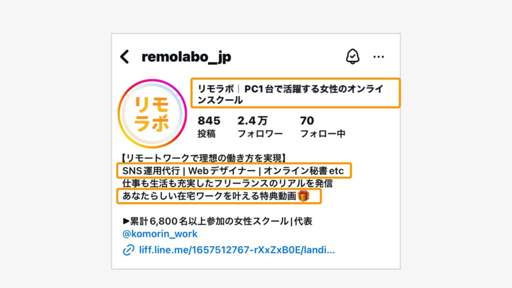リモラボ公式インスタのプロフィール