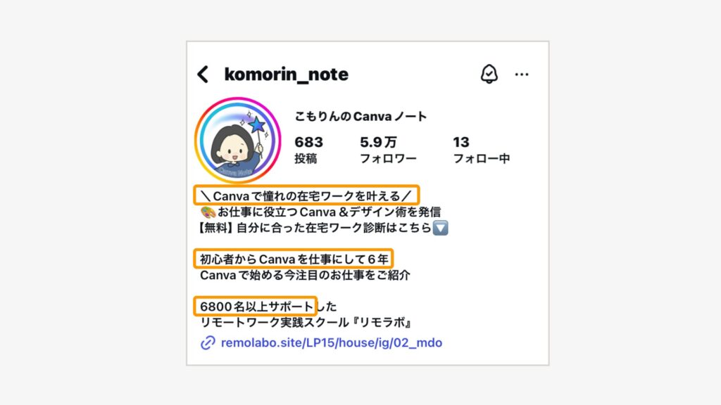 こもりんのCanvaノートのプロフィール