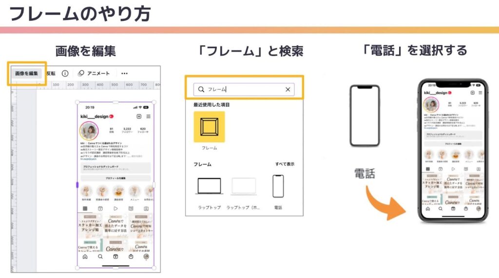 フレームを使った実際の画面