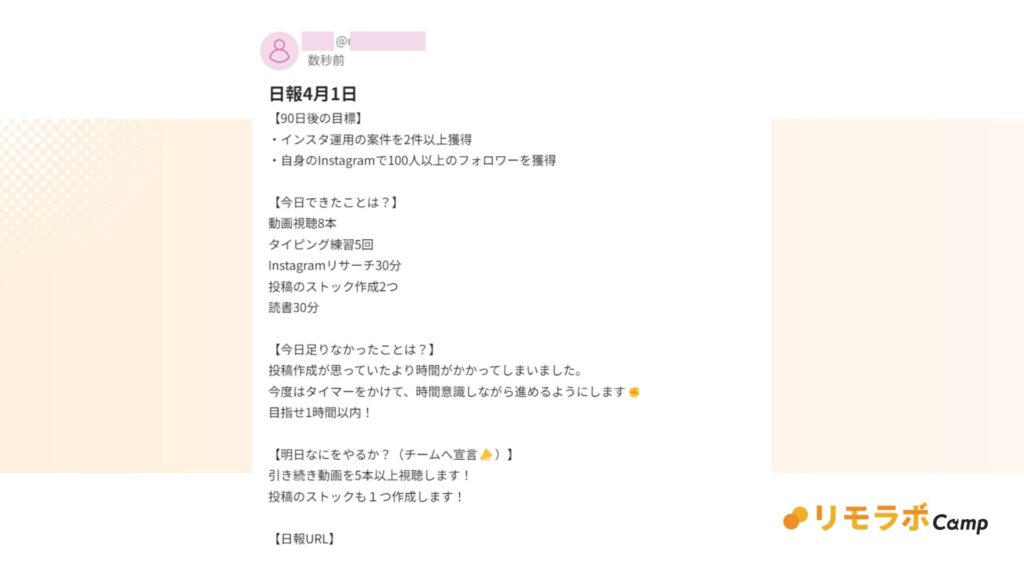 日報のイメージ。今日できたこと、できなかったことを報告